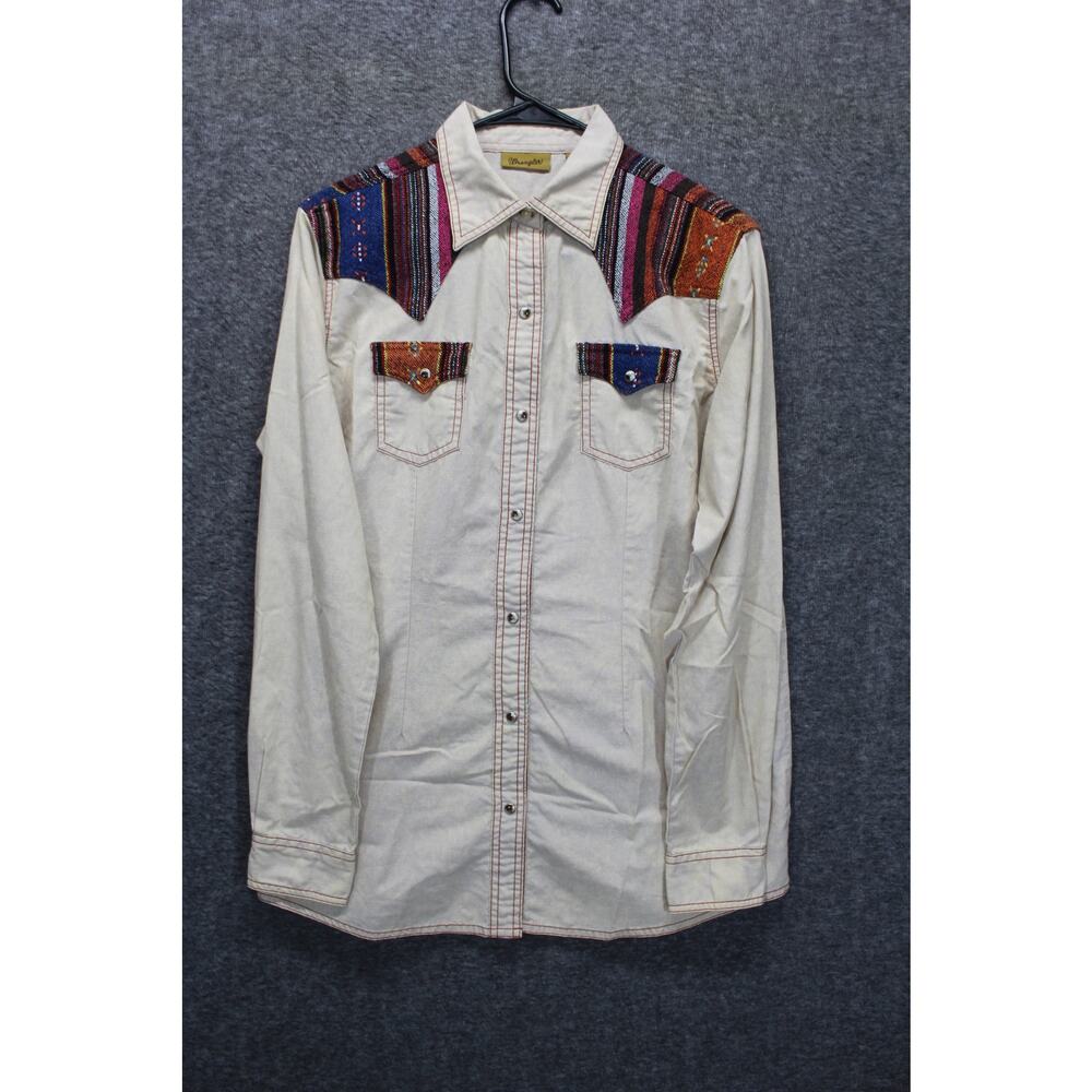 WRANGLER Women's Acid Wash Western Embroidered Shirt Size Medium